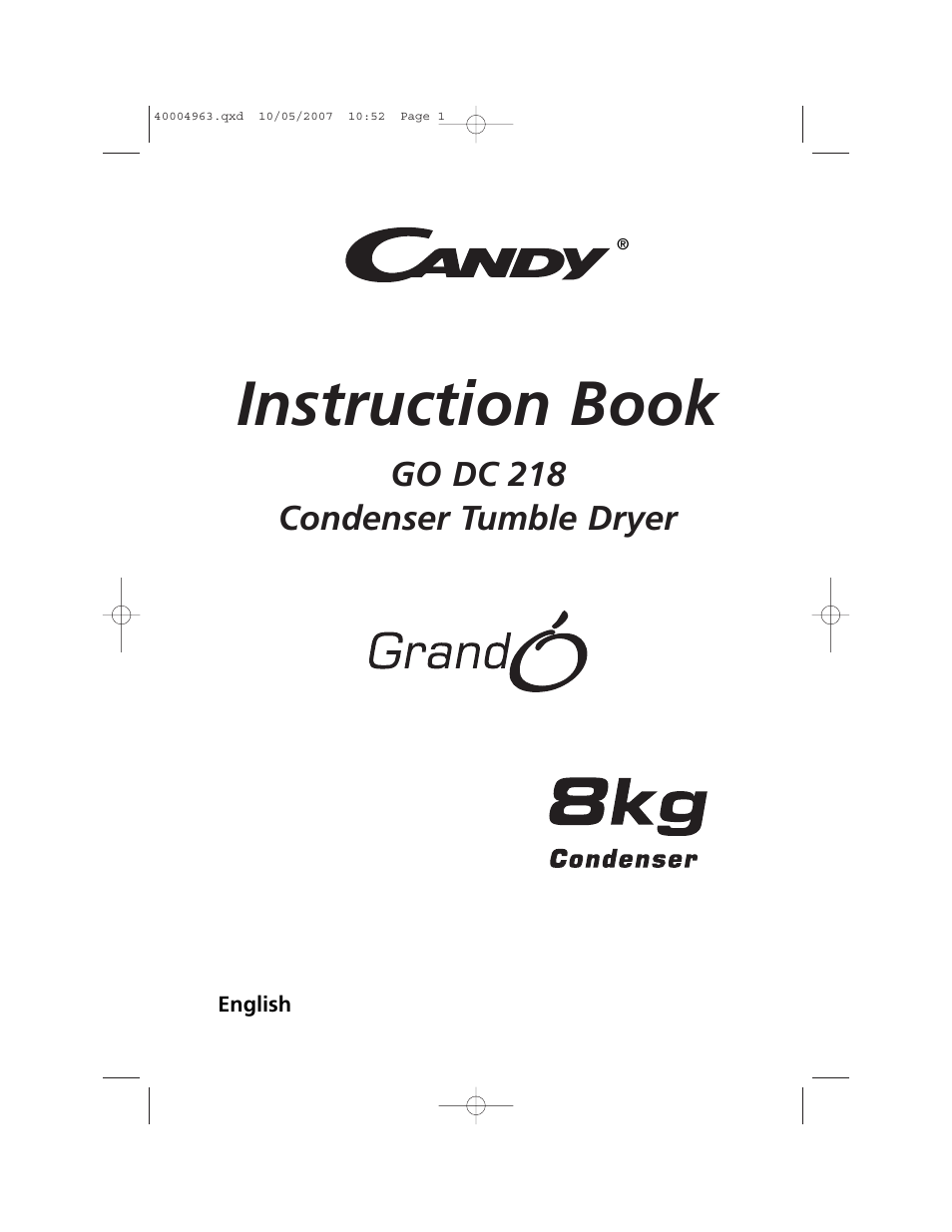 Candy GO C 218-80 User Manual | 20 pages