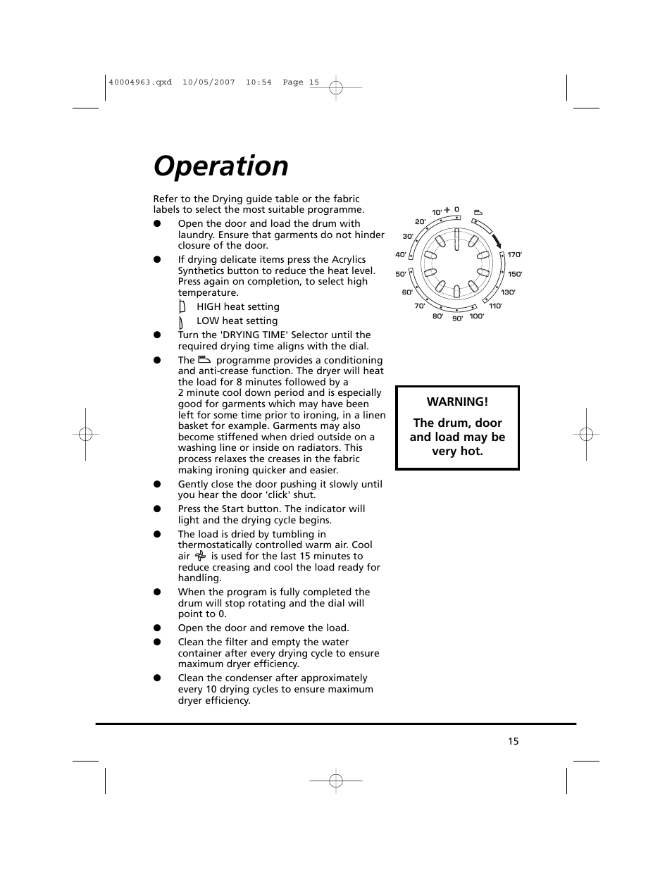 Operation | Candy GO C 218-80 User Manual | Page 15 / 20