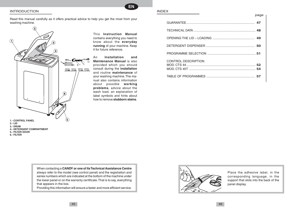 Candy LB CTS 45 T UNI User Manual | 7 pages