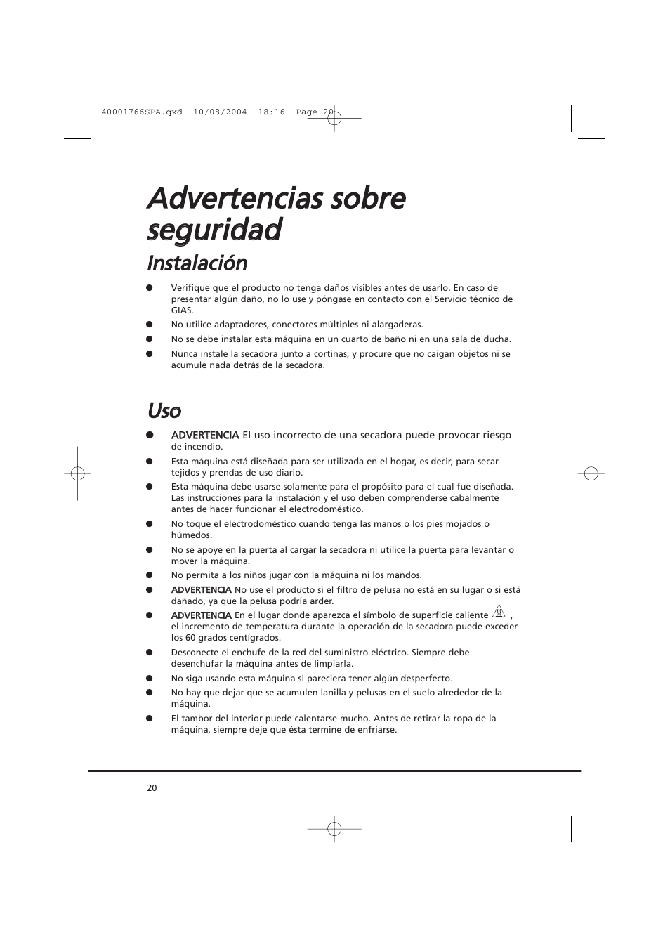Iin nsstta alla acciió ón n, Uusso o | Candy AB CDV 660 - 37 User Manual | Page 20 / 36