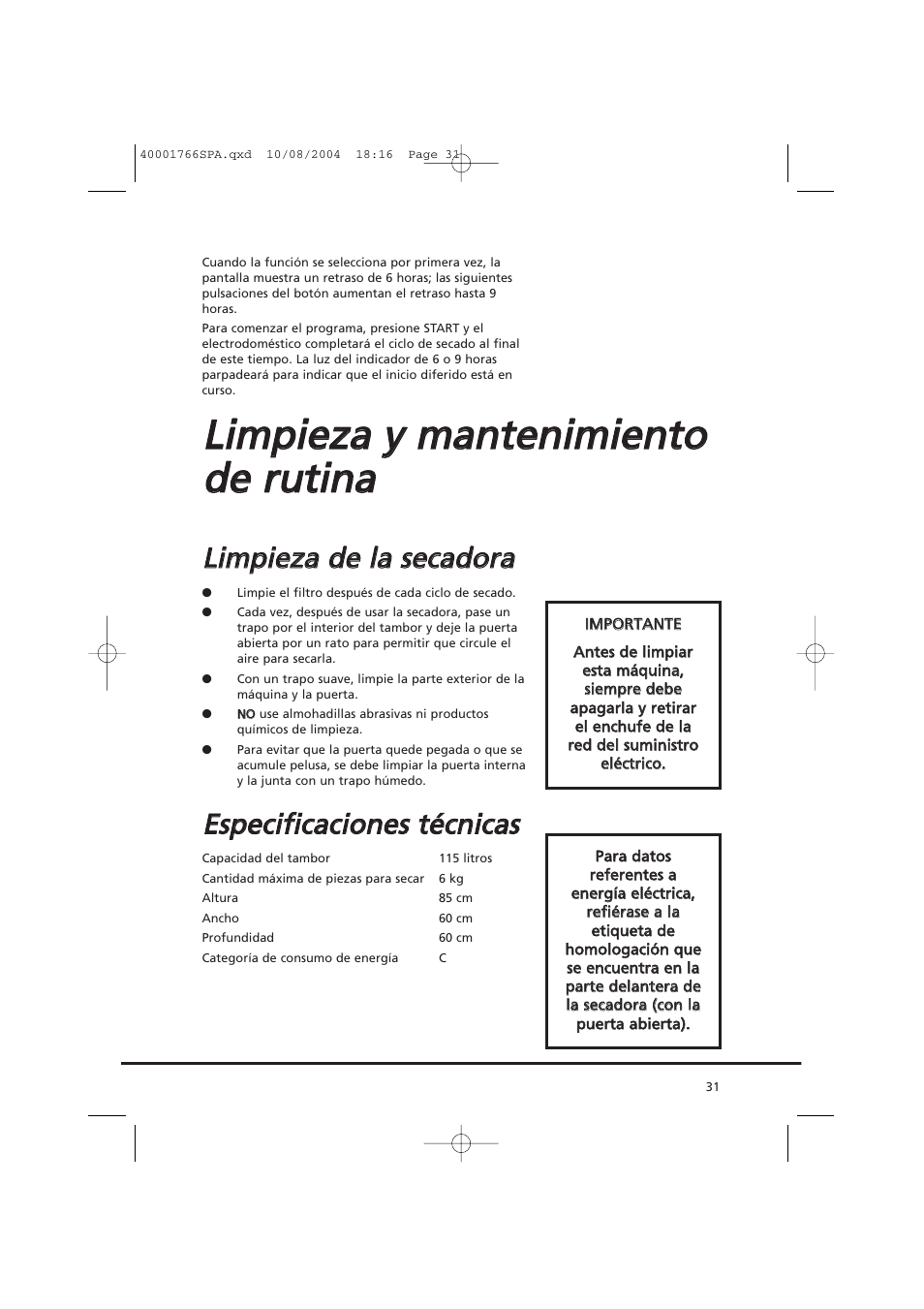 Candy AB CDV 660 - 37 User Manual | Page 31 / 36