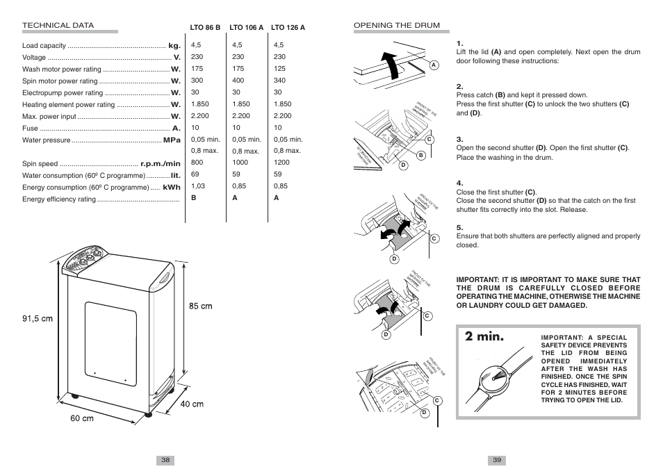 2 min | Candy LTO 106 A SYMBOL User Manual | Page 2 / 8