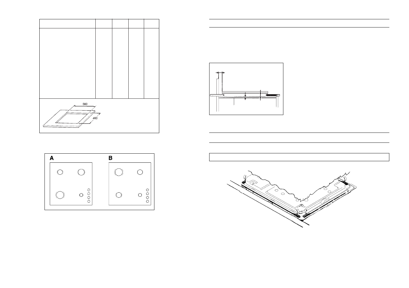 Installation, Technical characteristics, Applying the sealant | Instructions for the installer | Candy PR 2250 GH User Manual | Page 19 / 29