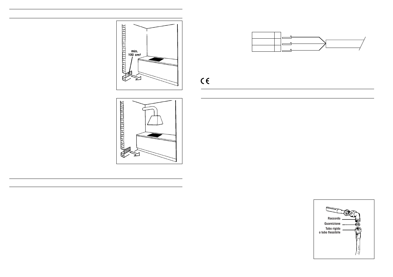 Locale di installazione, Allacciamento (parte elettrica), Allacciamento (parte a gas) | Candy PR 2250 GH User Manual | Page 3 / 29
