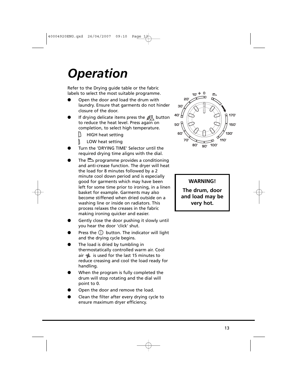 Operation | Candy GO DV18 - 12S User Manual | Page 13 / 34