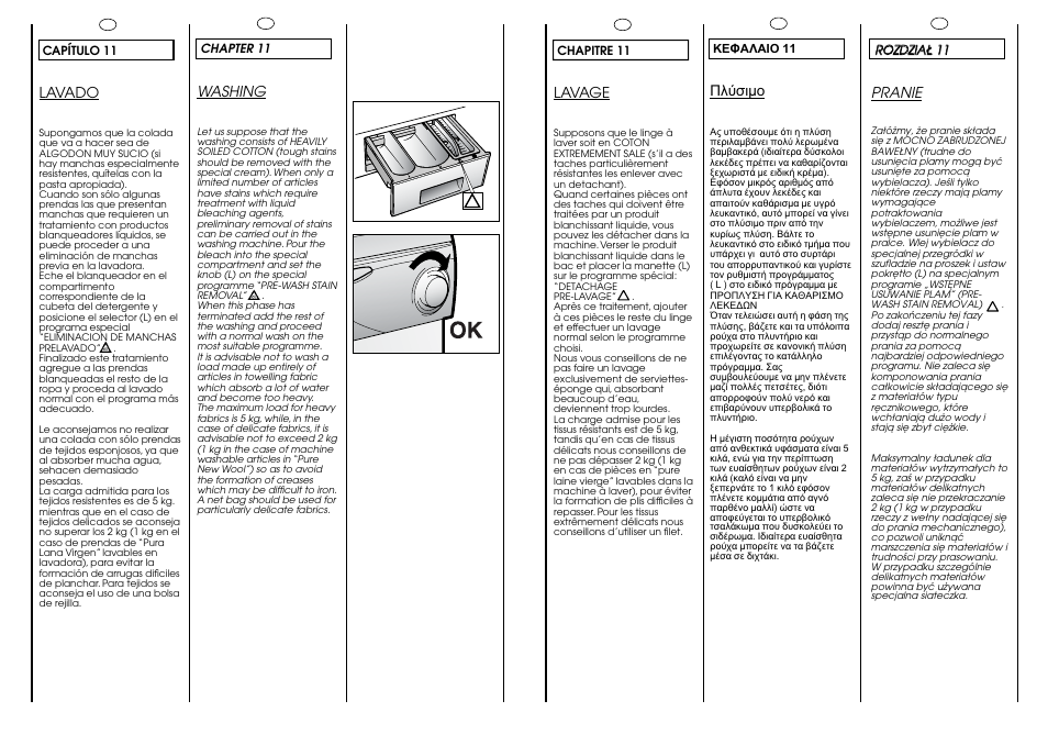 Lavage, Pranie, Washing | Lavado | Candy CJ 463 User Manual | Page 24 / 33