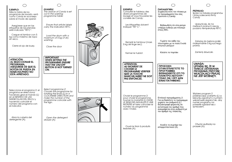 90° c 5 kg max | Candy CJ 463 User Manual | Page 25 / 33