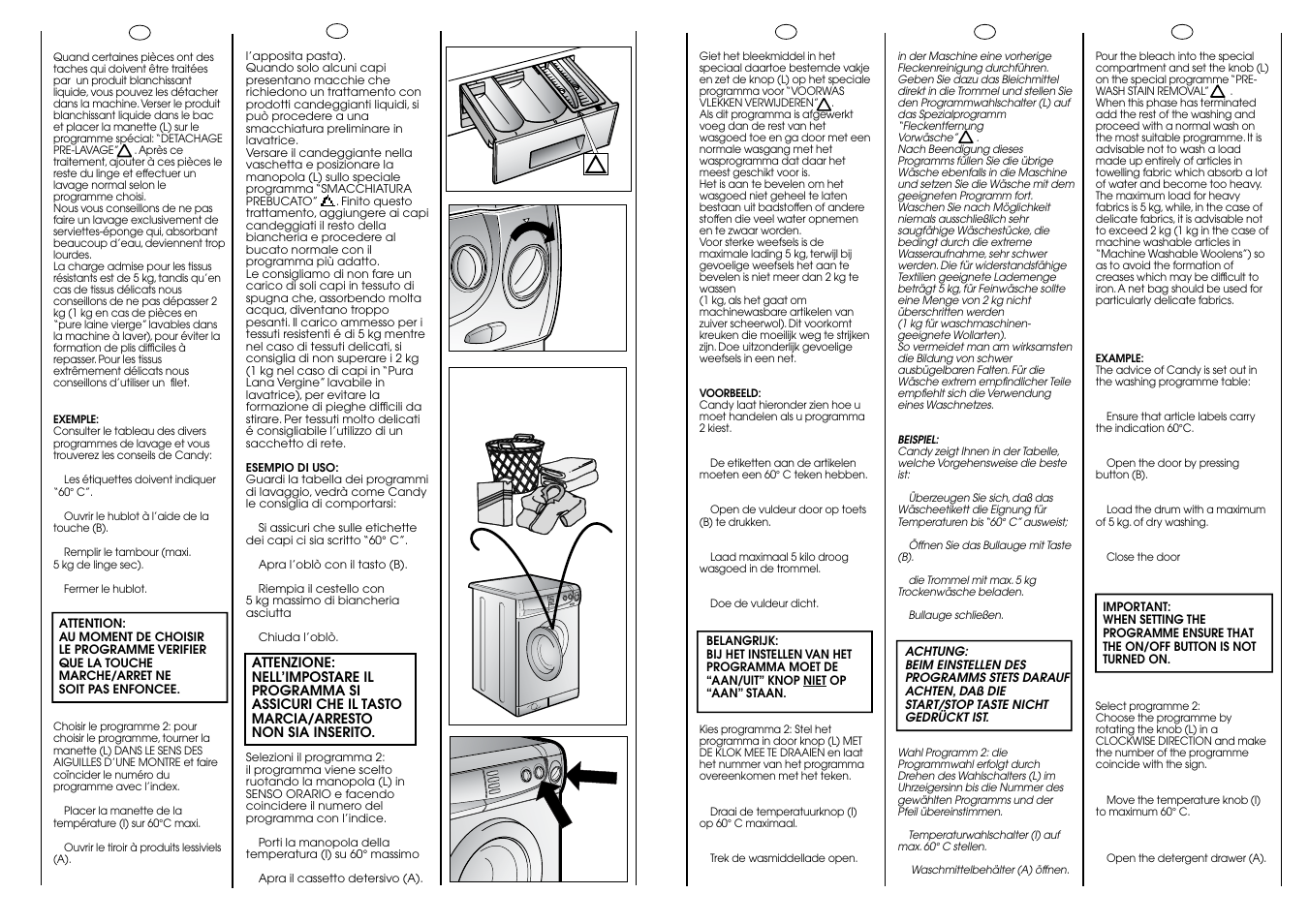 60° c 5 kg max | Candy CB 1024 T User Manual | Page 25 / 33