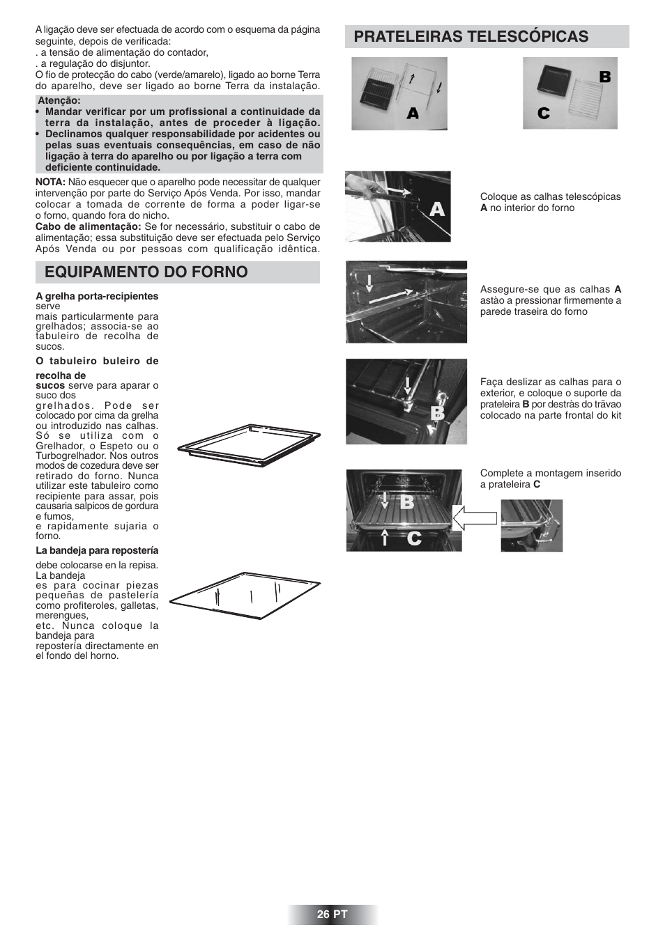 Equipamento do forno, Prateleiras telescópicas | Candy FS 828 ZEN User Manual | Page 27 / 58