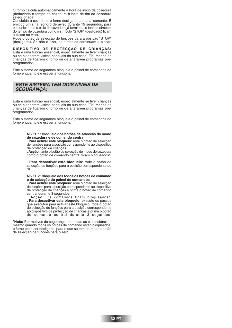 Este sistema tem dois níveis de segurança | Candy FS 828 ZEN User Manual | Page 33 / 58