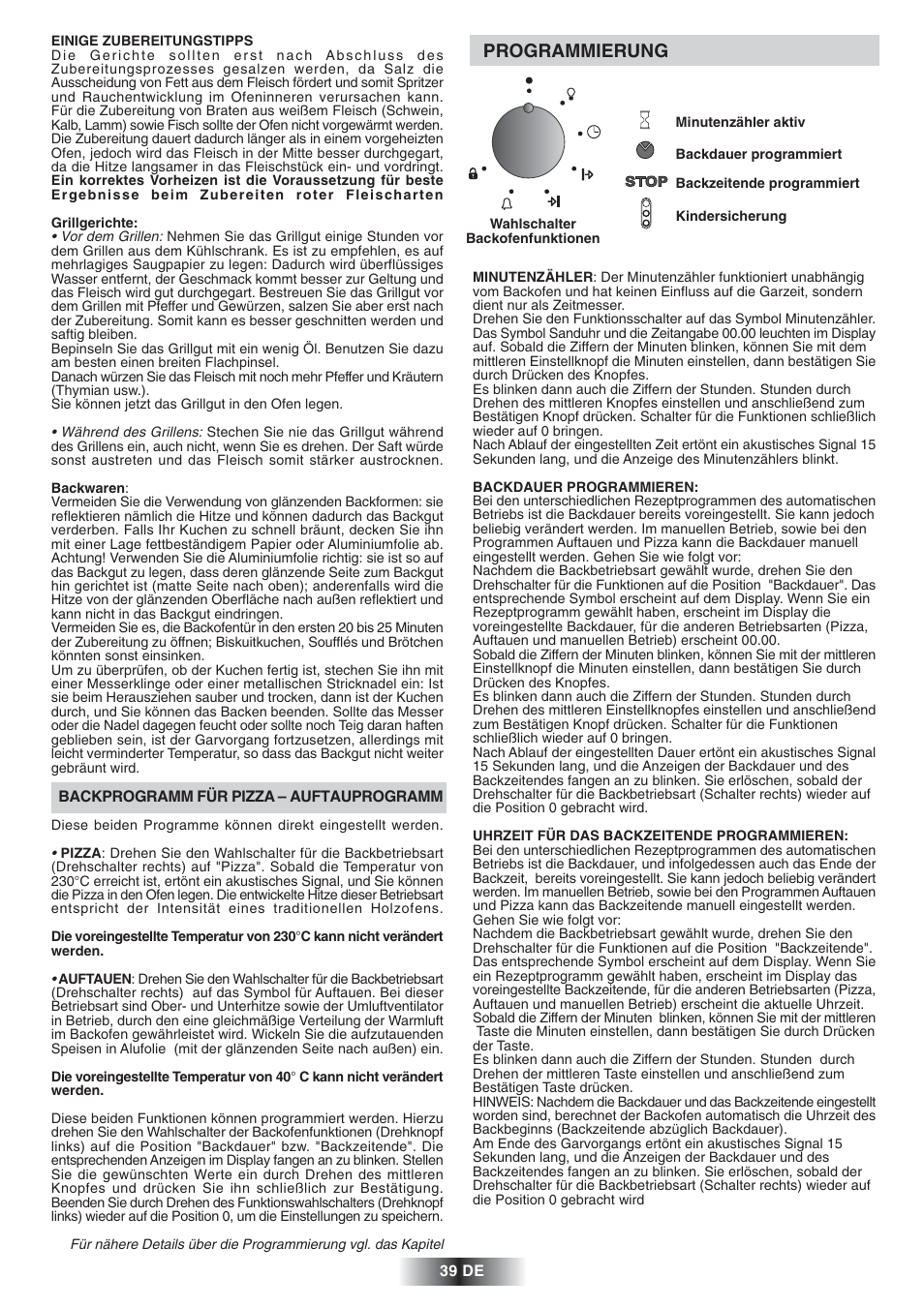 Programmierung | Candy FS 828 ZEN User Manual | Page 40 / 58