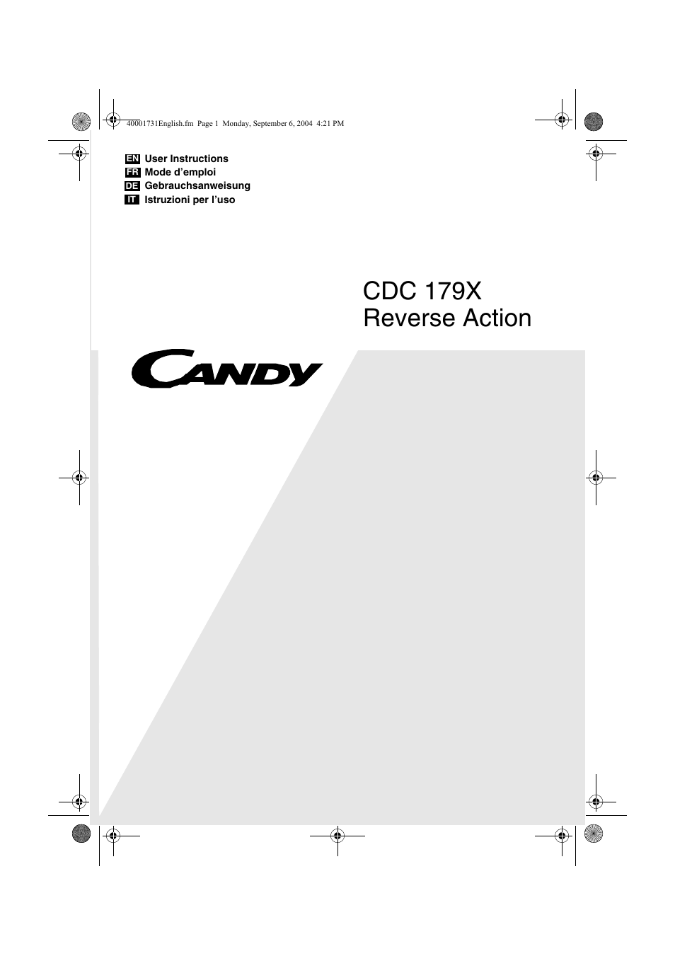 Candy AB CDC 179X- 88 User Manual | 44 pages