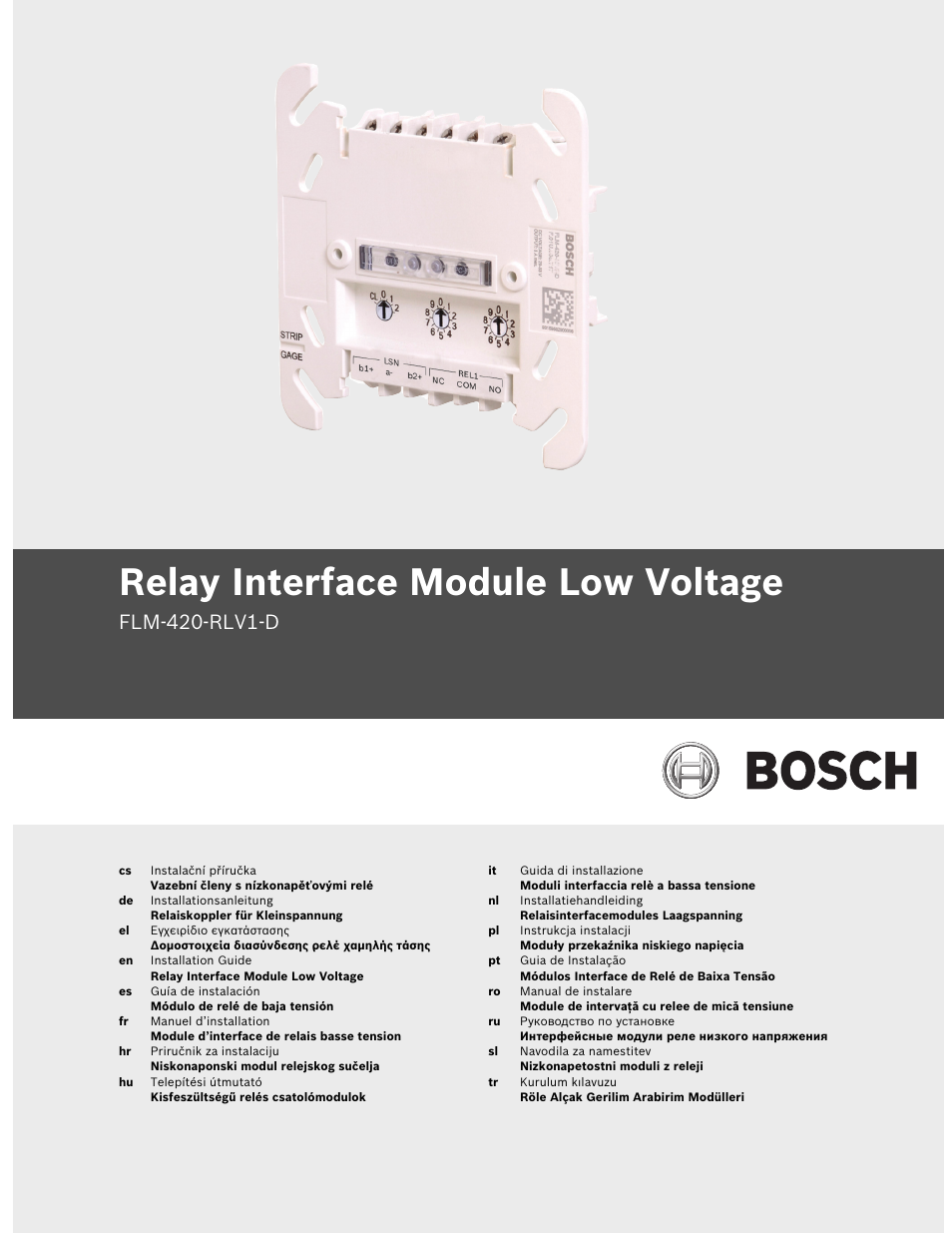 Bosch FLM-420-RLV1 Relay Interface Modules Low Voltage User Manual | 24 pages