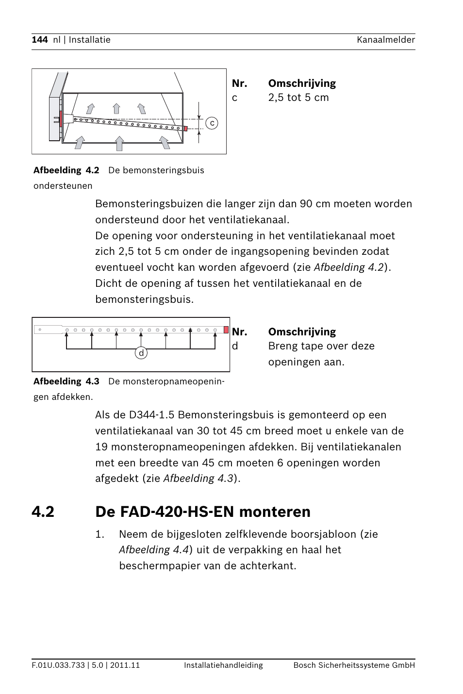 2 de fad-420-hs-en monteren | Bosch FAD-420-HS-EN Duct Smoke Detector User Manual | Page 144 / 224