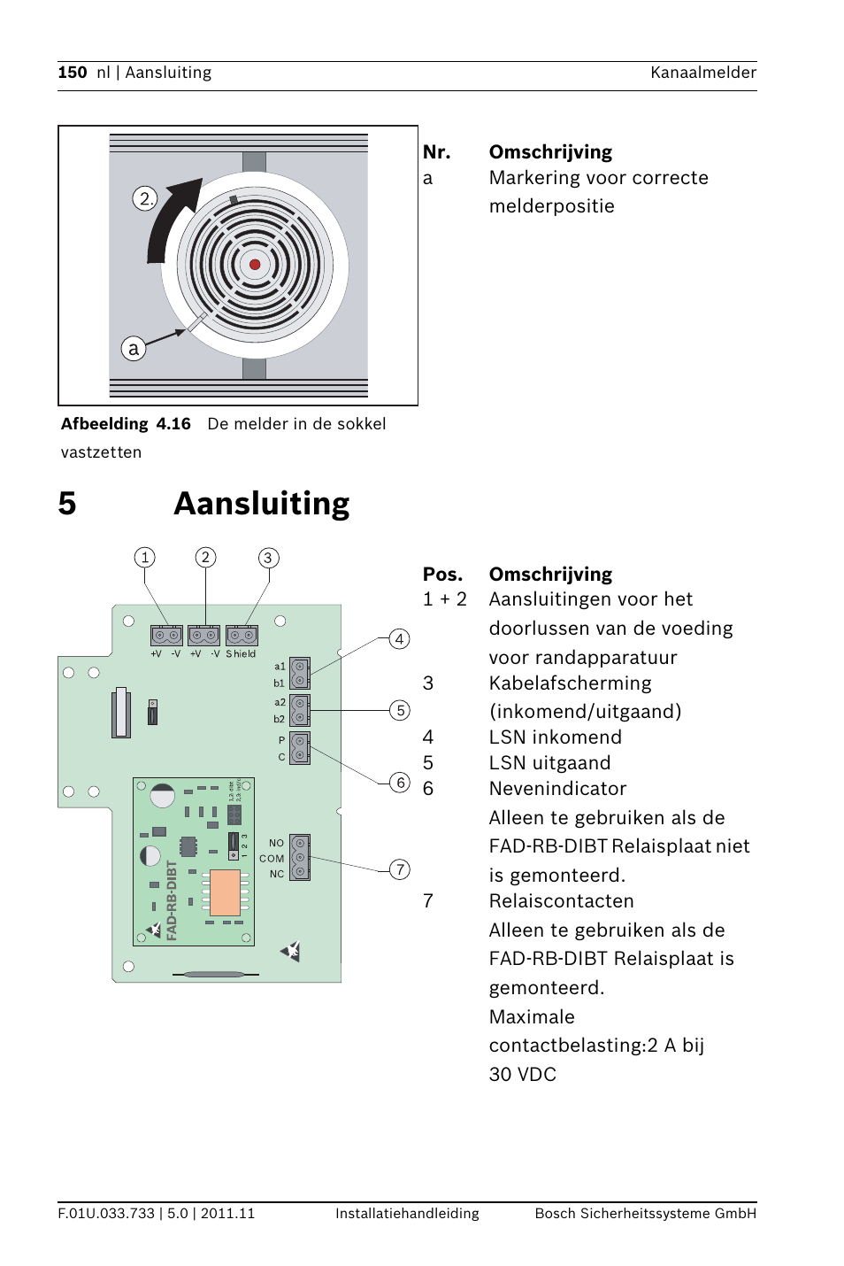 5 aansluiting, Uiting, 5aansluiting | Bosch FAD-420-HS-EN Duct Smoke Detector User Manual | Page 150 / 224