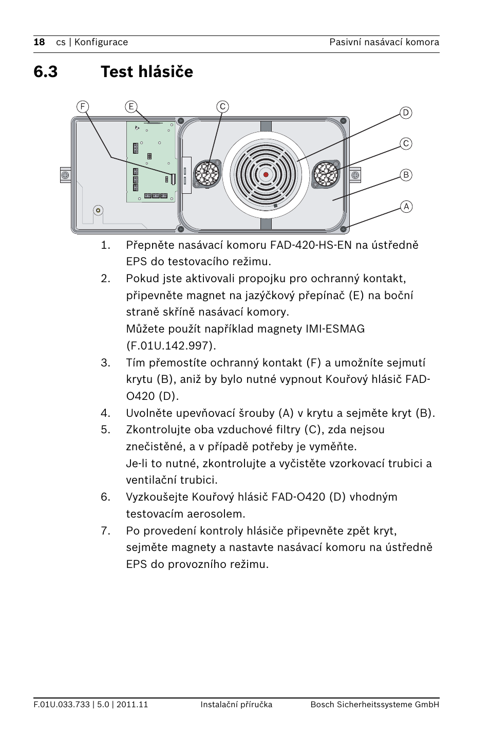 3 test hlásiče | Bosch FAD-420-HS-EN Duct Smoke Detector User Manual | Page 18 / 224