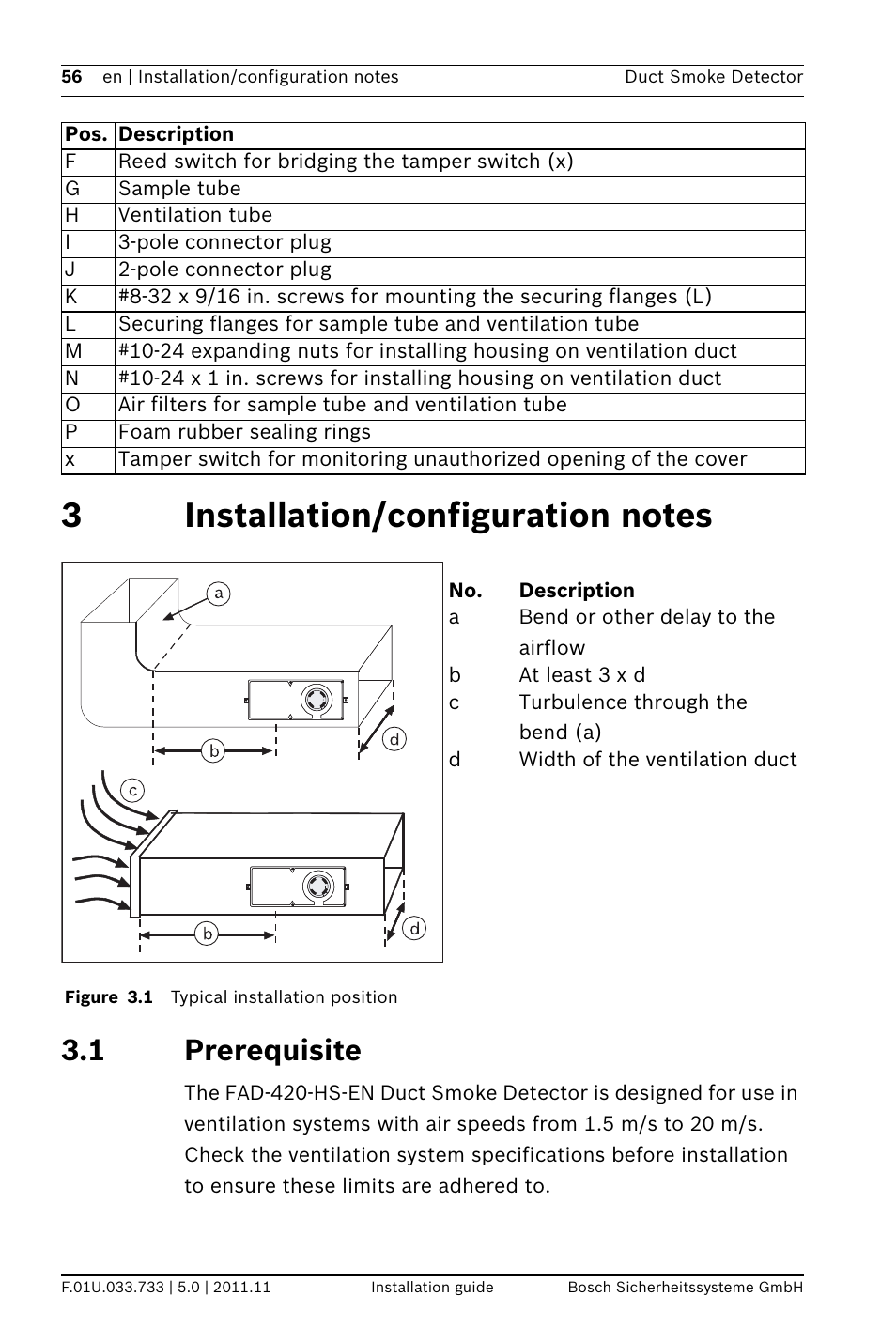 3 installation/configuration notes, 1 prerequisite, Isite | Bosch FAD-420-HS-EN Duct Smoke Detector User Manual | Page 56 / 224