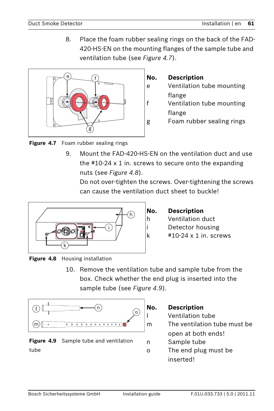 Bosch FAD-420-HS-EN Duct Smoke Detector User Manual | Page 61 / 224