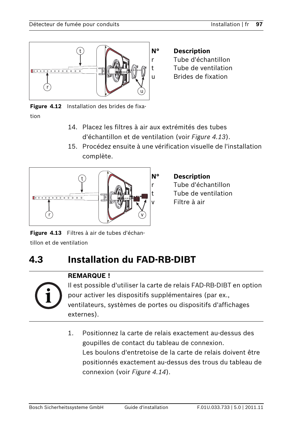 3 installation du fad-rb-dibt | Bosch FAD-420-HS-EN Duct Smoke Detector User Manual | Page 97 / 224