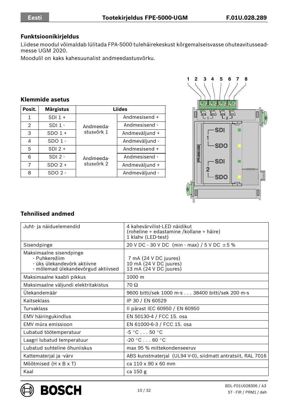 Bosch FPE-5000-UGM Interface Module User Manual | Page 10 / 32