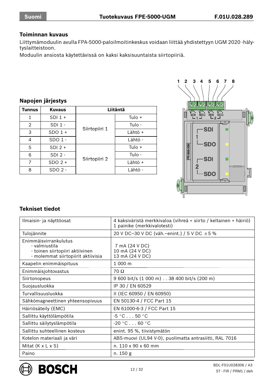Bosch FPE-5000-UGM Interface Module User Manual | Page 12 / 32