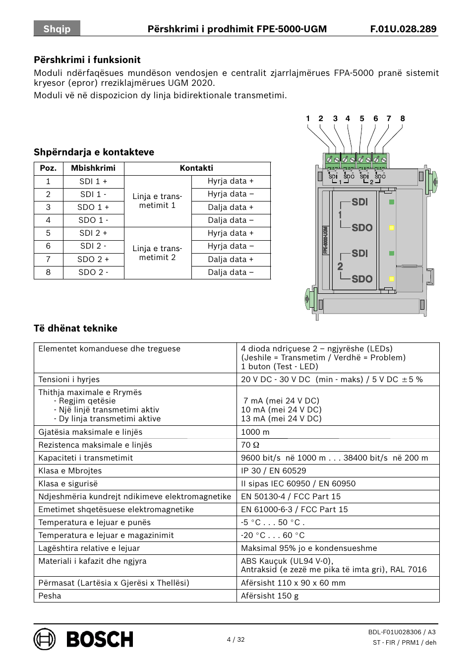 Bosch FPE-5000-UGM Interface Module User Manual | Page 4 / 32