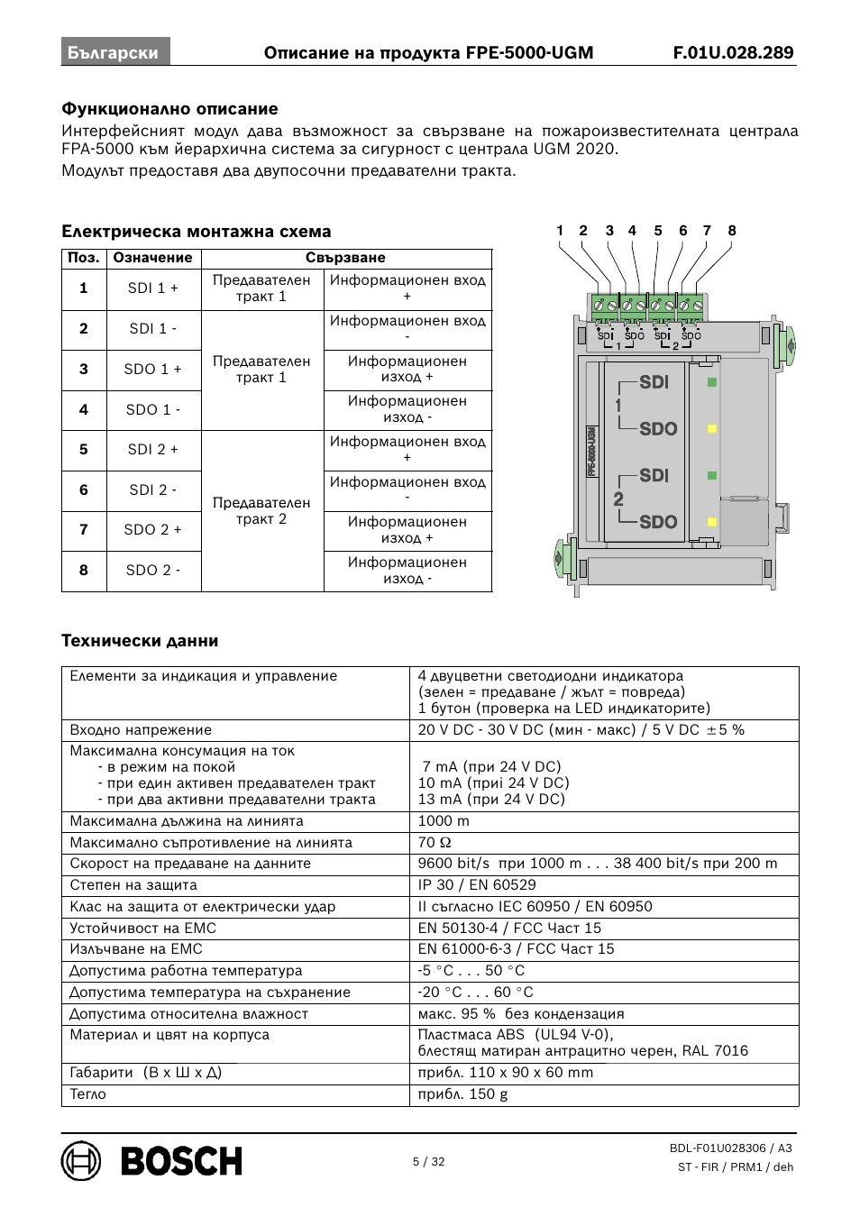 Bosch FPE-5000-UGM Interface Module User Manual | Page 5 / 32