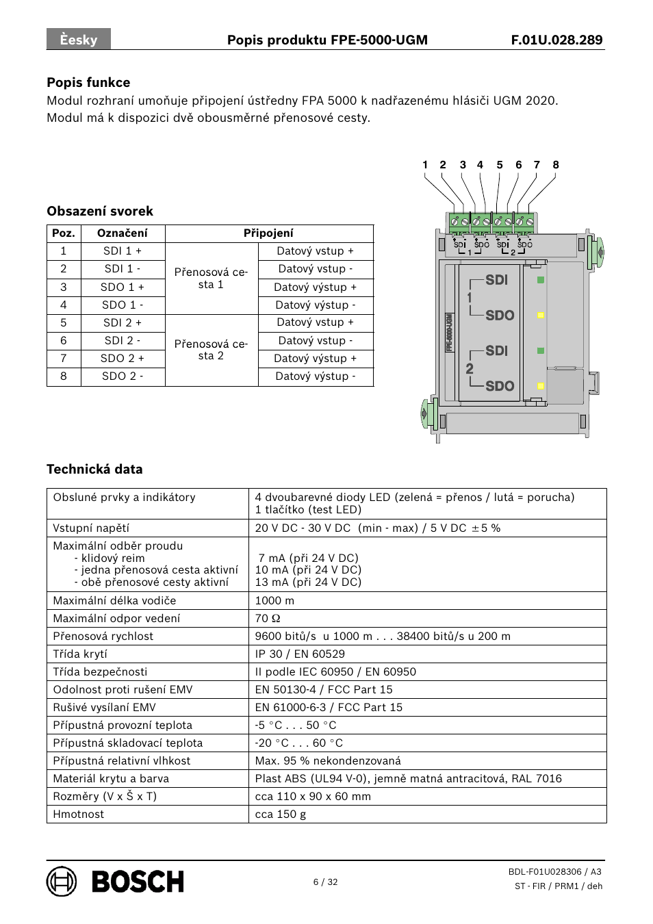Bosch FPE-5000-UGM Interface Module User Manual | Page 6 / 32