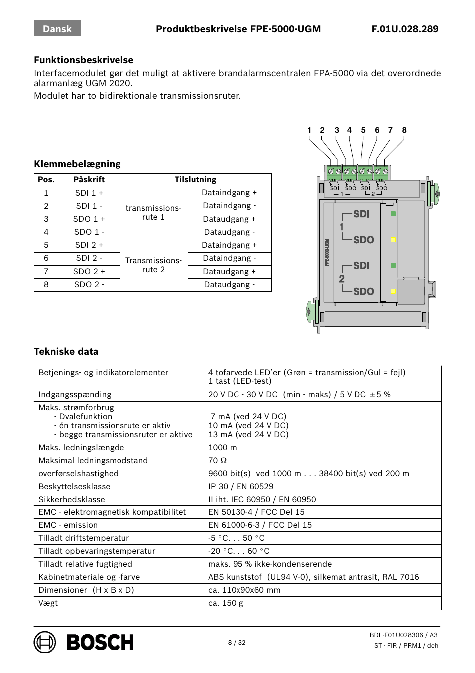 Bosch FPE-5000-UGM Interface Module User Manual | Page 8 / 32