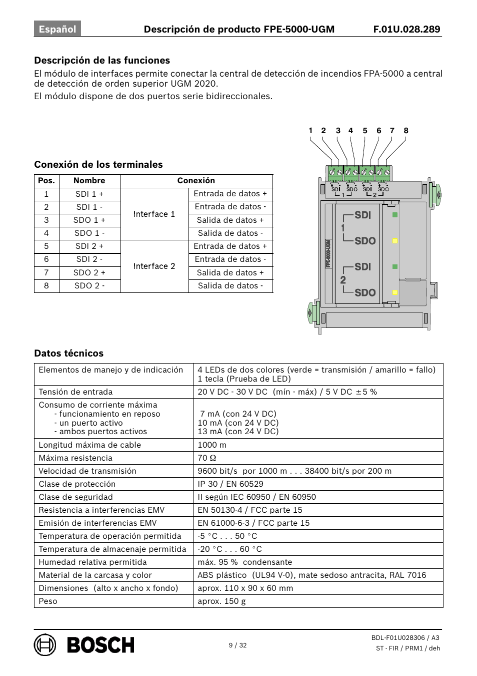 Bosch FPE-5000-UGM Interface Module User Manual | Page 9 / 32