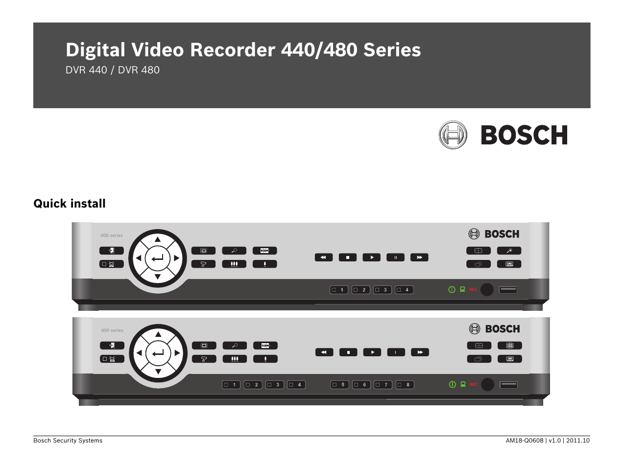 Bosch Digital Video Recorder 440__480 Series User Manual | 20 pages