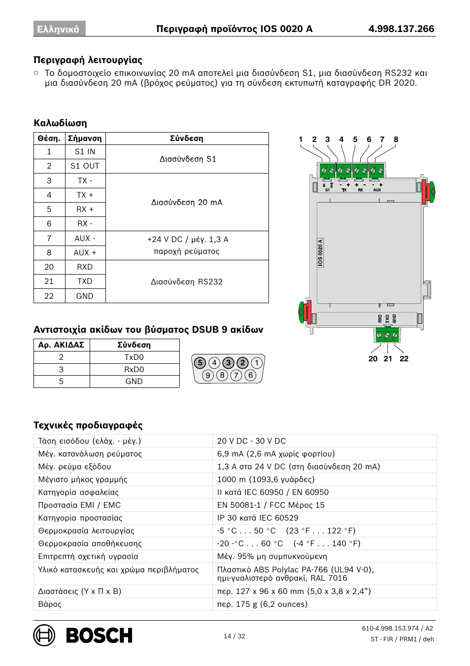 Bosch IOS 0020 A 20 mA Communication Module User Manual | Page 14 / 32