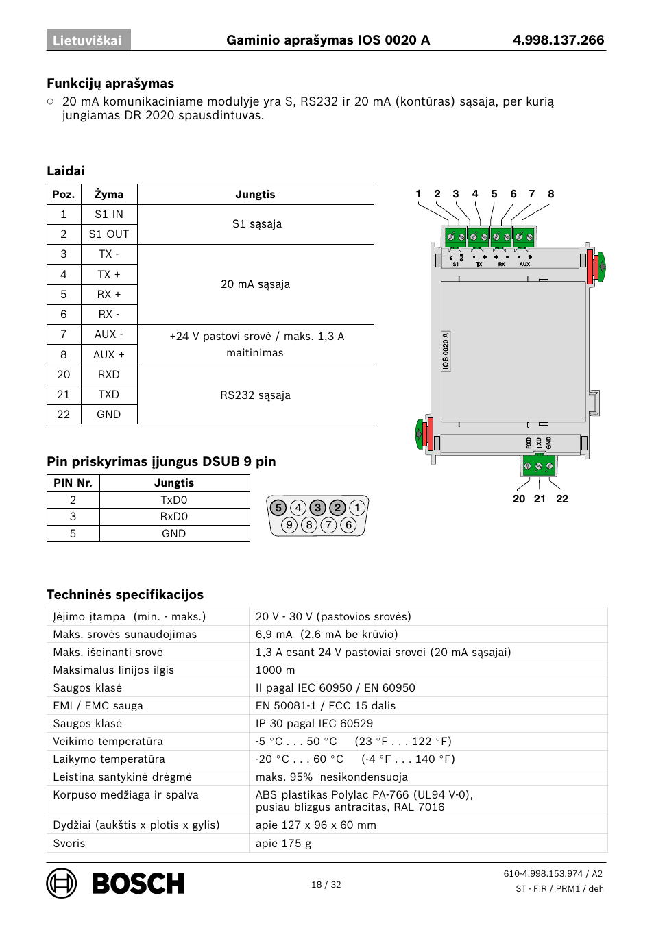 Bosch IOS 0020 A 20 mA Communication Module User Manual | Page 18 / 32