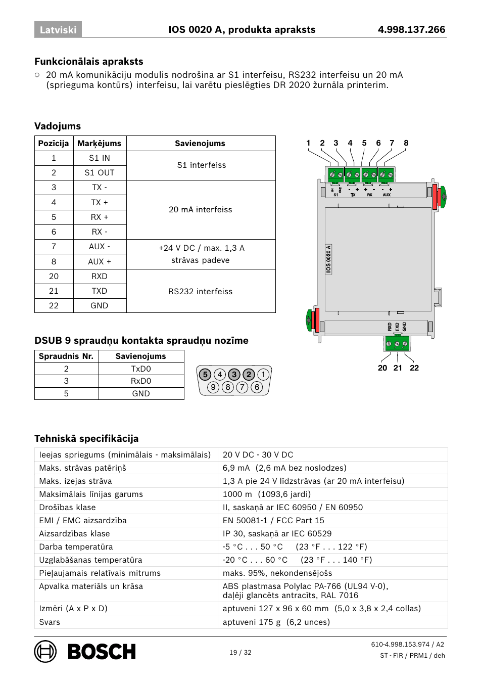 Bosch IOS 0020 A 20 mA Communication Module User Manual | Page 19 / 32