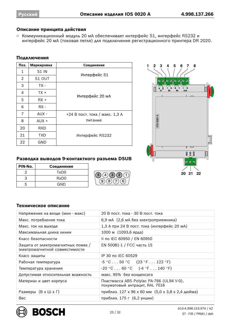 Bosch IOS 0020 A 20 mA Communication Module User Manual | Page 25 / 32