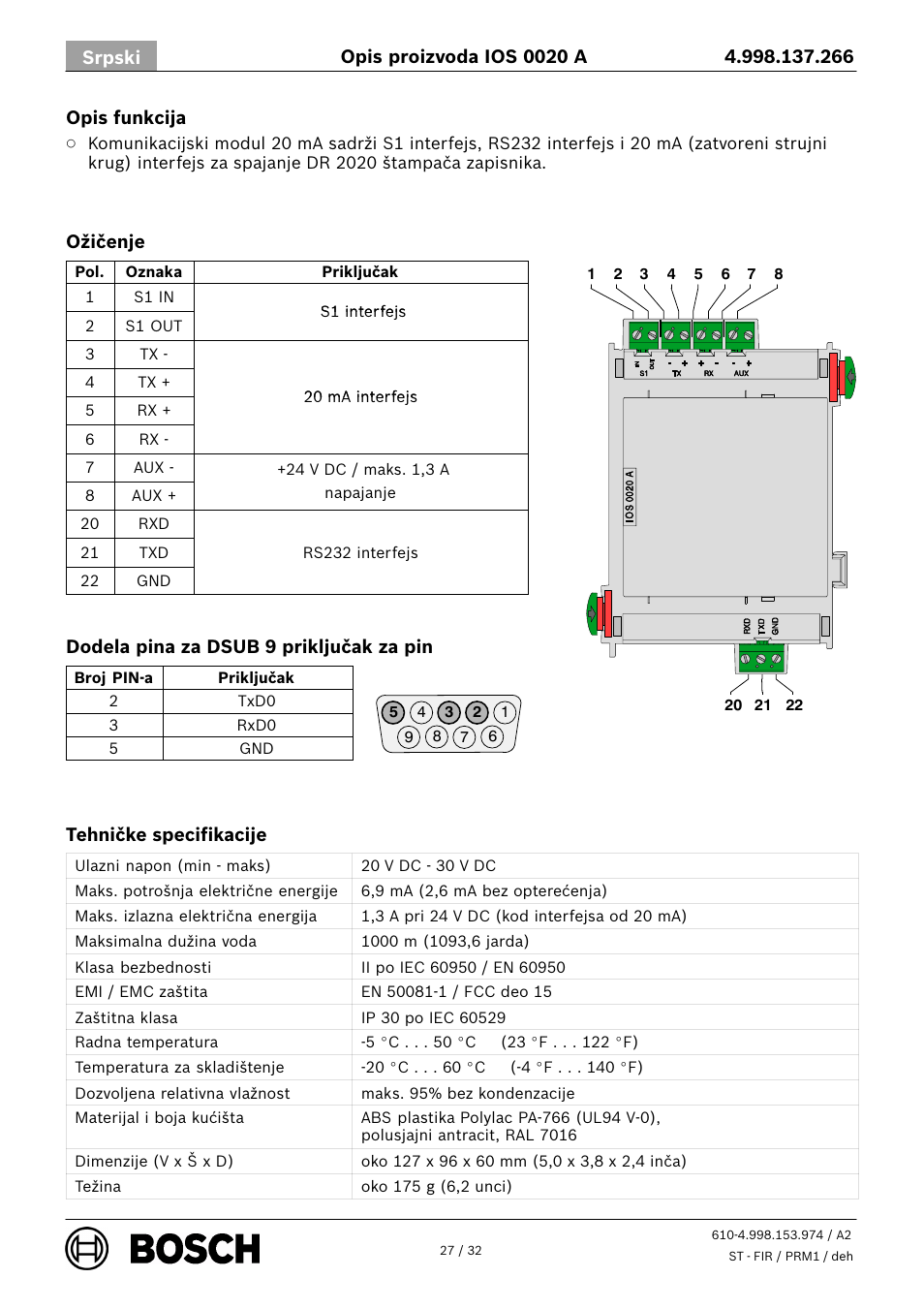 Bosch IOS 0020 A 20 mA Communication Module User Manual | Page 27 / 32