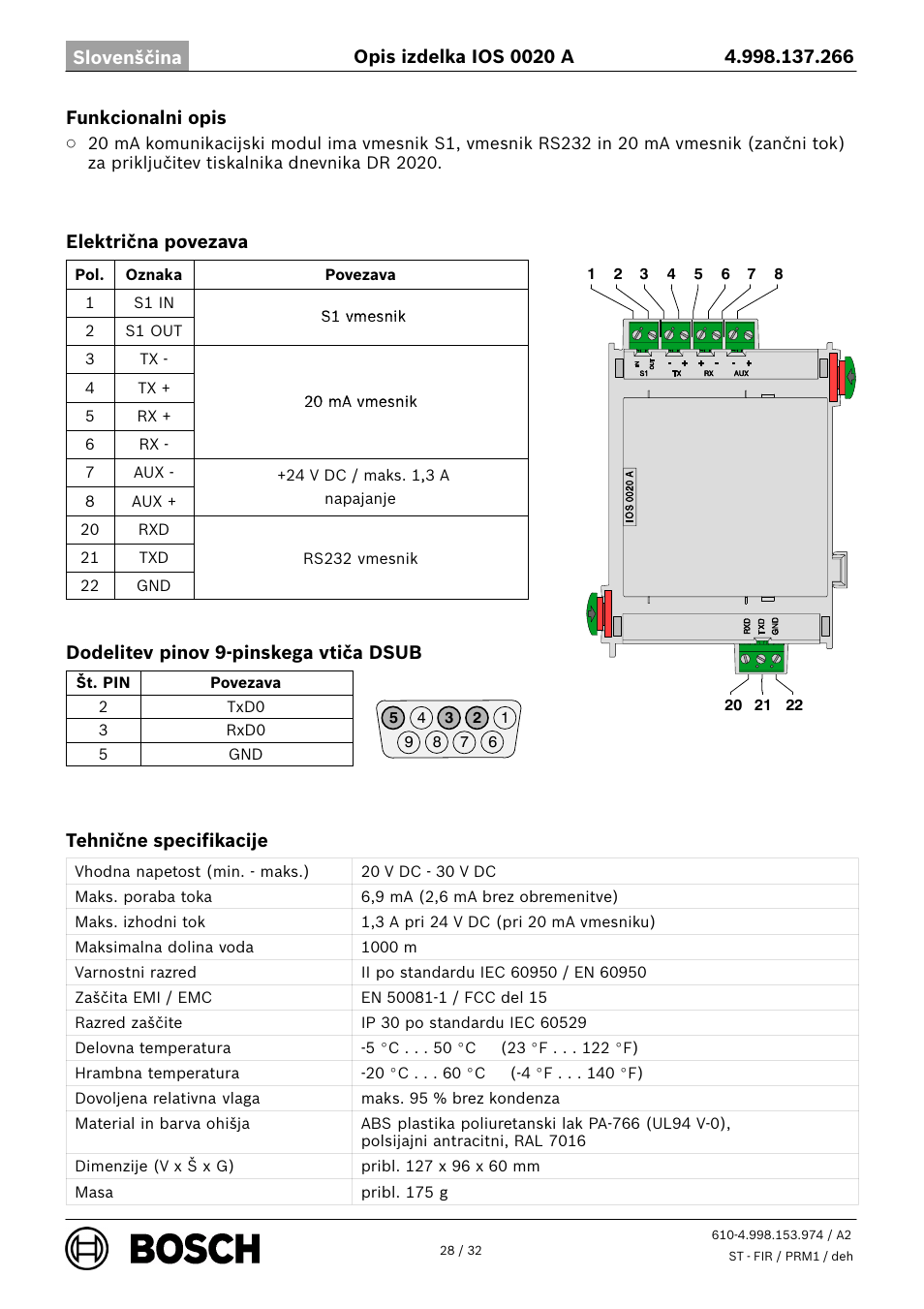 Bosch IOS 0020 A 20 mA Communication Module User Manual | Page 28 / 32