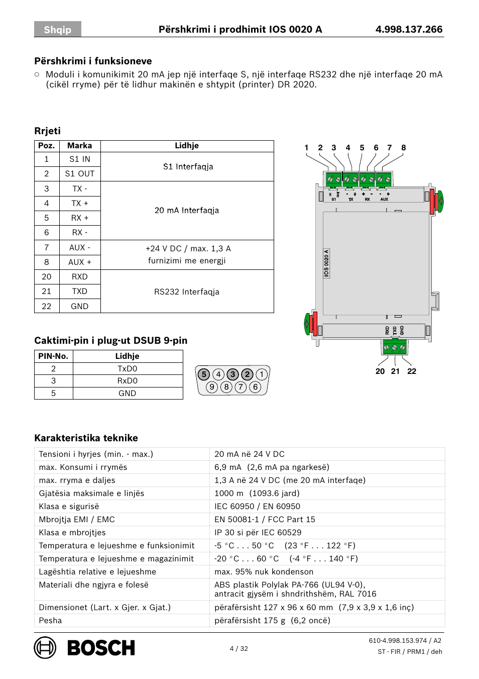 Bosch IOS 0020 A 20 mA Communication Module User Manual | Page 4 / 32