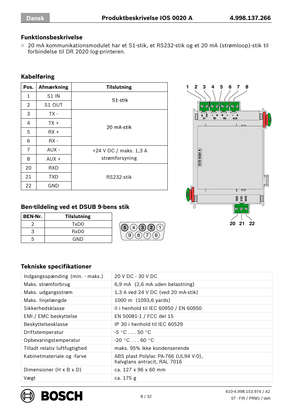 Bosch IOS 0020 A 20 mA Communication Module User Manual | Page 8 / 32