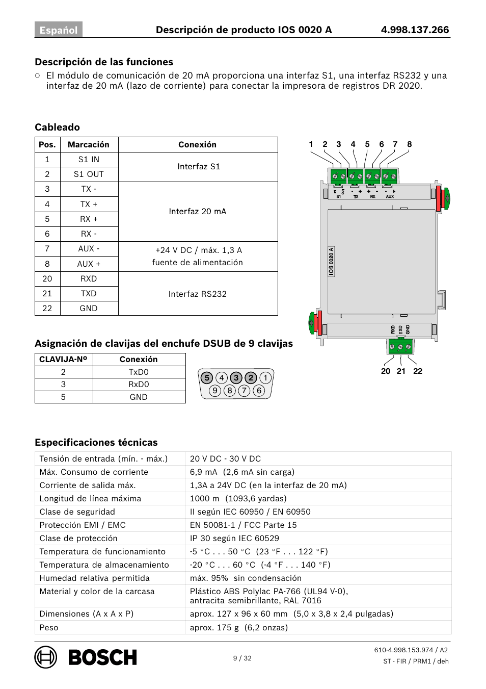 Bosch IOS 0020 A 20 mA Communication Module User Manual | Page 9 / 32