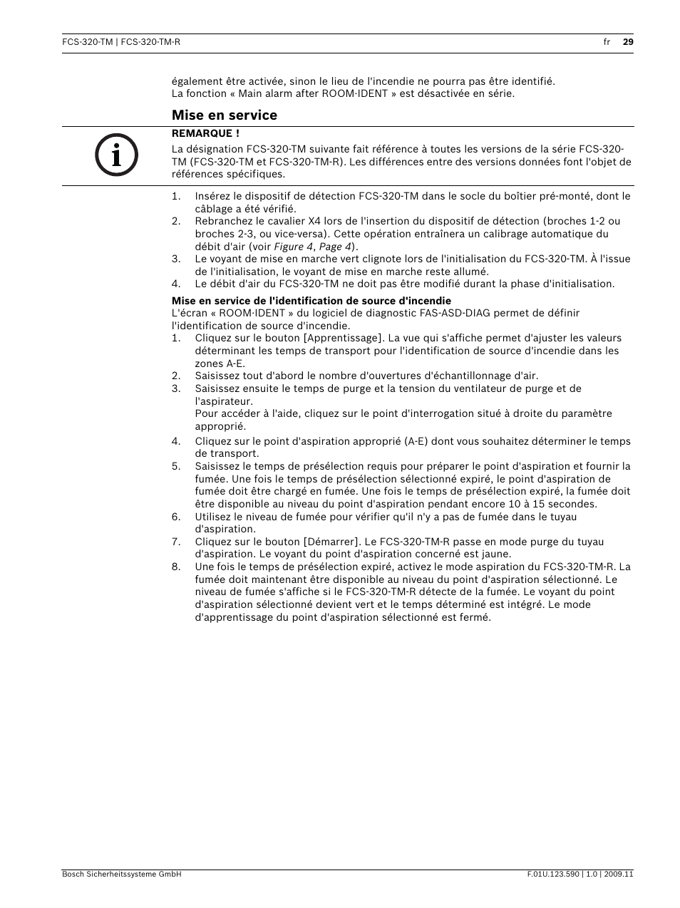 Mise en service | Bosch FCS-320-TM Series Conventional Aspirating Smoke Detectors User Manual | Page 29 / 76