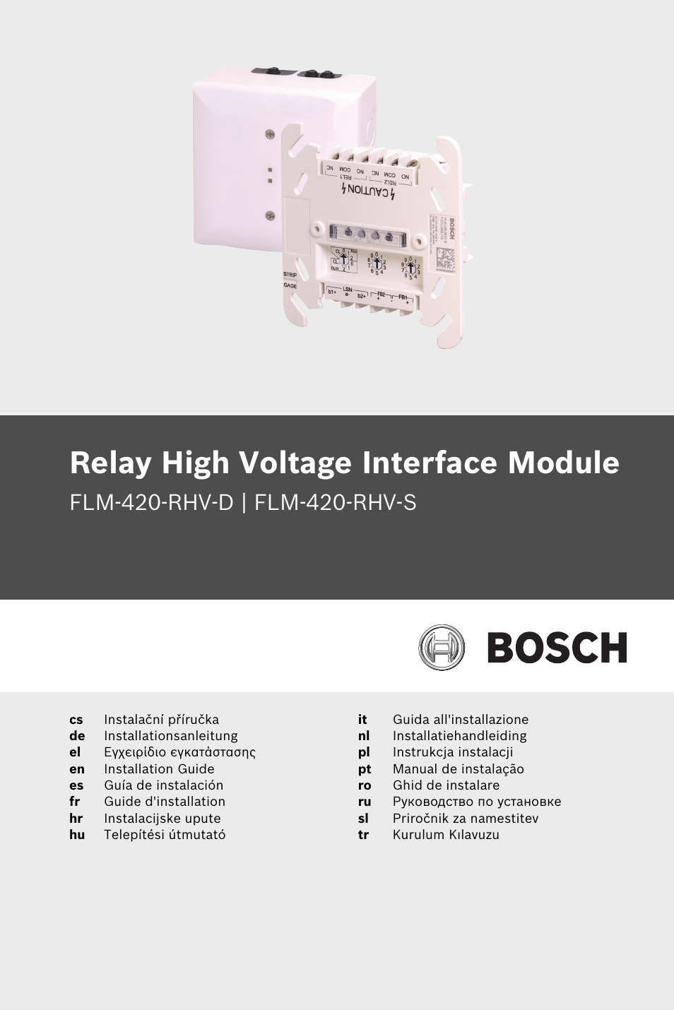 Bosch FLM-420-RHV Relay High Voltage Interface Modules User Manual | 44 pages