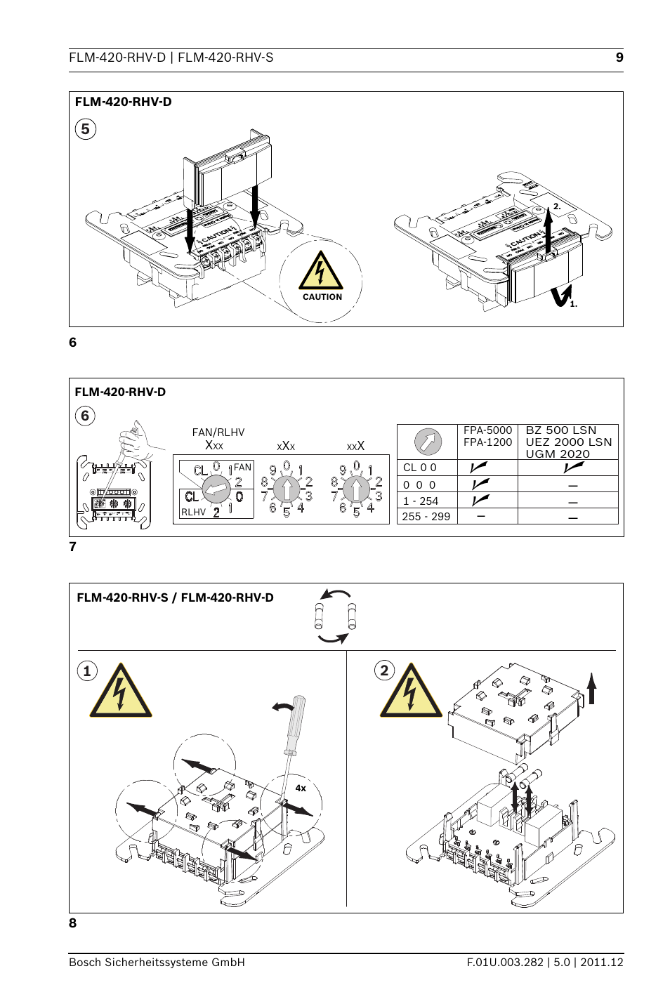 Bosch FLM-420-RHV Relay High Voltage Interface Modules User Manual | Page 9 / 44