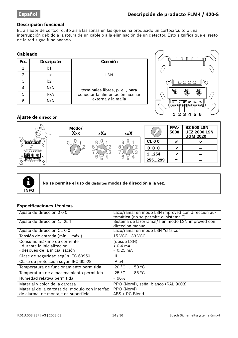 D d d d | Bosch FLM-I 420-S Short Circuit Isolator User Manual | Page 14 / 36