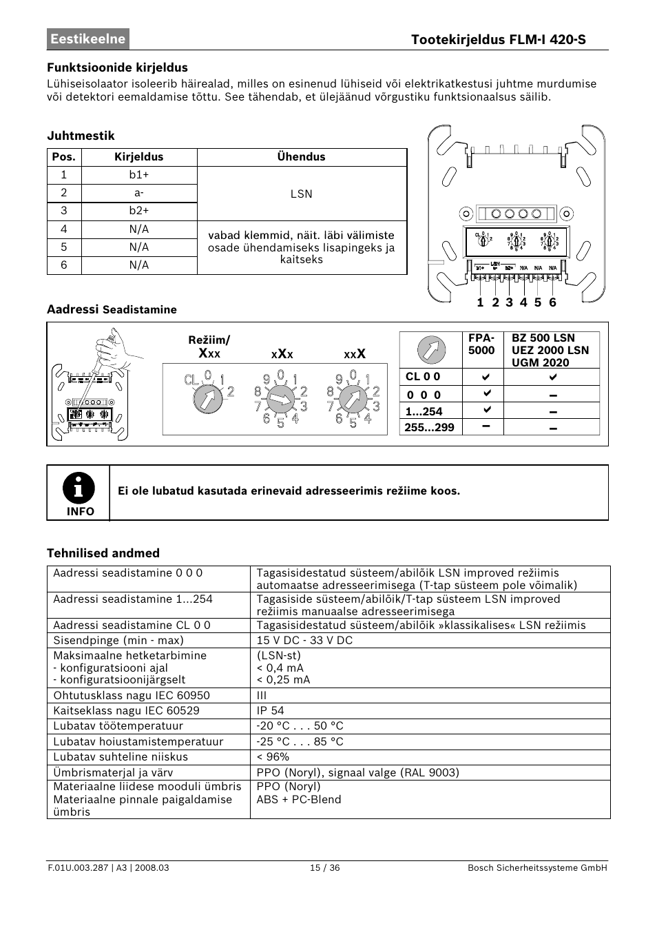 D d d d | Bosch FLM-I 420-S Short Circuit Isolator User Manual | Page 15 / 36