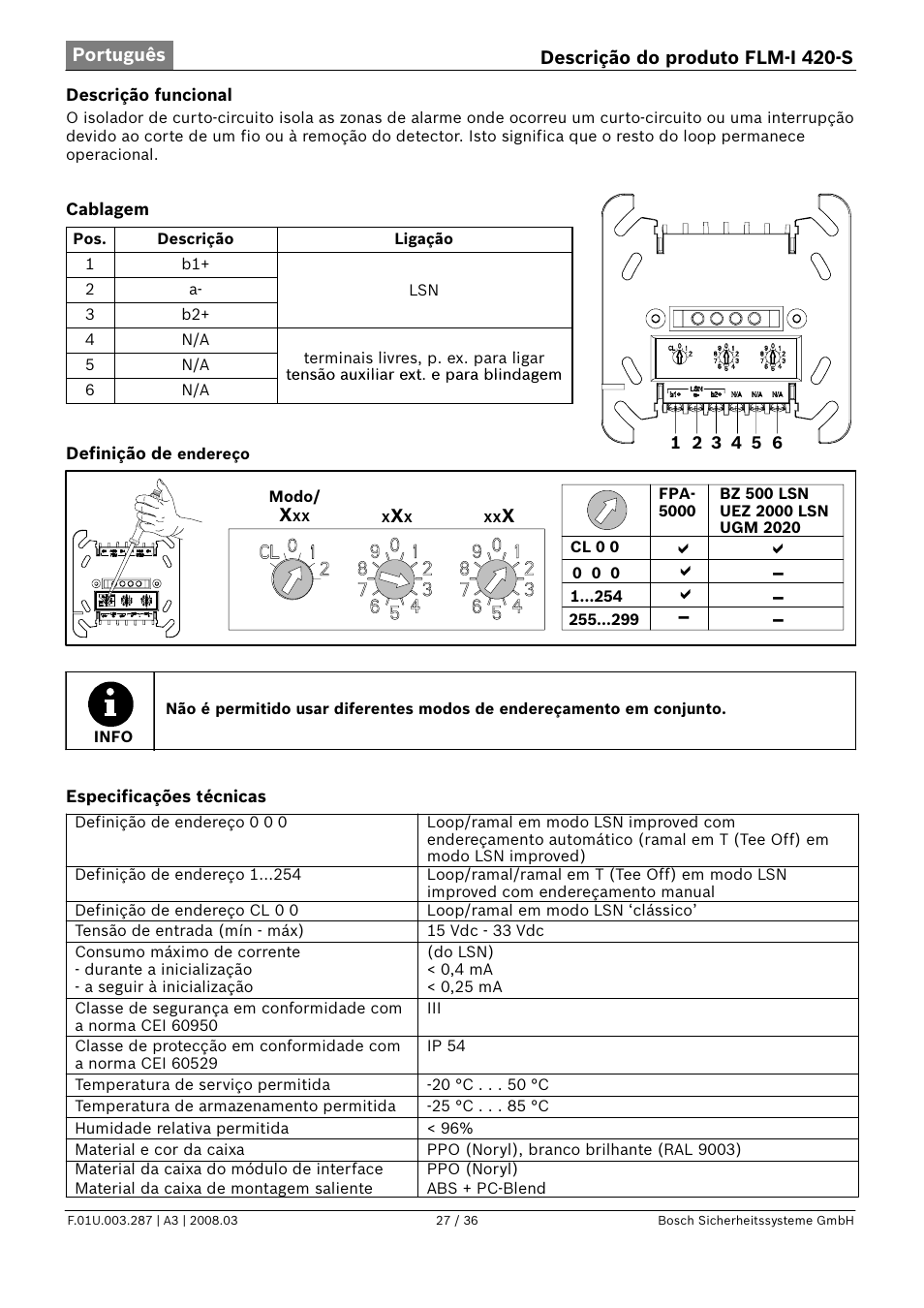 D d d d | Bosch FLM-I 420-S Short Circuit Isolator User Manual | Page 27 / 36