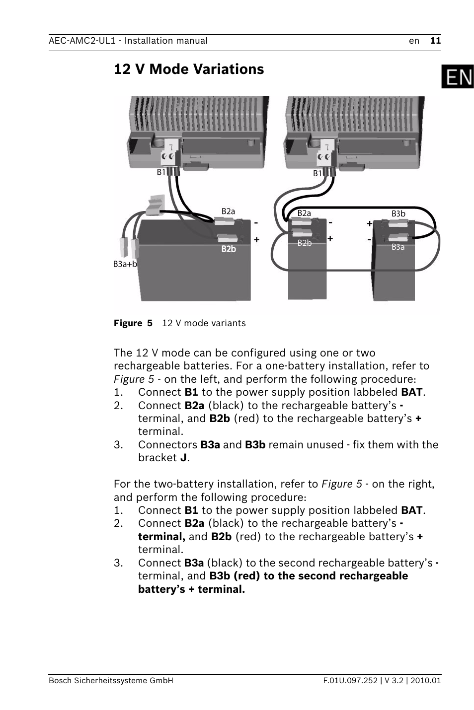 12 v mode variations | Bosch AMC2 ENC-UL1 - Enclosure - Small User Manual | Page 11 / 88