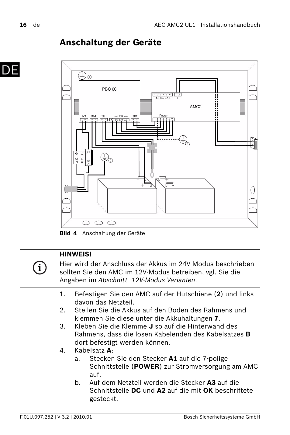 Anschaltung der geräte | Bosch AMC2 ENC-UL1 - Enclosure - Small User Manual | Page 16 / 88