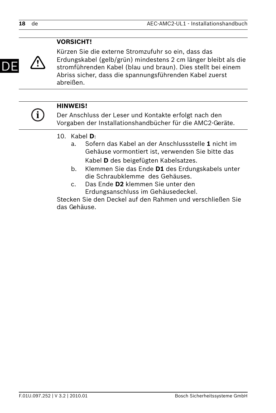 Bosch AMC2 ENC-UL1 - Enclosure - Small User Manual | Page 18 / 88