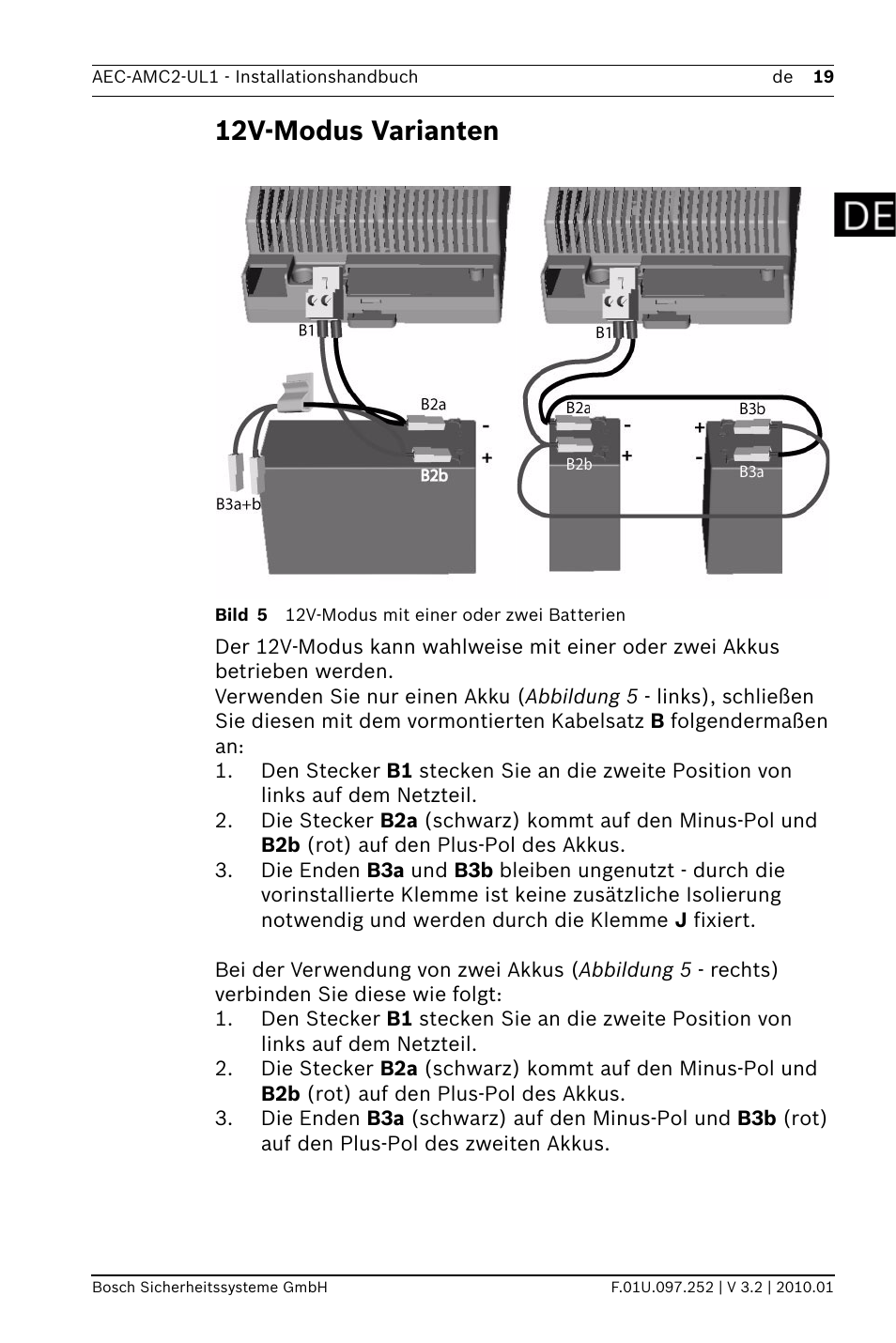 12v-modus varianten | Bosch AMC2 ENC-UL1 - Enclosure - Small User Manual | Page 19 / 88